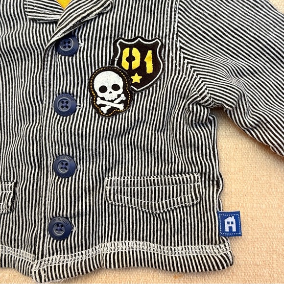 Miniville Playette Navy Striped Baby Kids Patch Jacket Blazer 3M - Picture 3 of 4